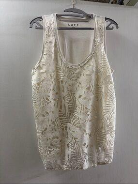 LOFT Cream Lace Overlay Tank Top